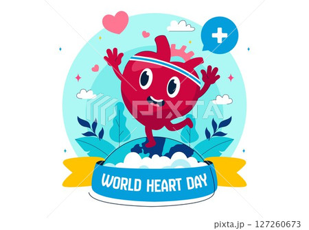 World Heart Day Vector Illustration on 29 September to Raise Awareness About the Importance of Healthcare and Disease Prevention in a Background 127260673
