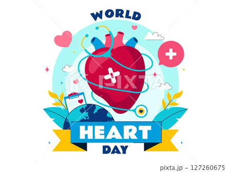 World Heart Day Vector Illustration on 29 September to Raise Awareness About the Importance of Healthcare and Disease Prevention in a Background World Heart Day Vector Illustration on 29 September to Raise Awareness About the Importance of Healthcare and Disease Prevention in a Background 127260675