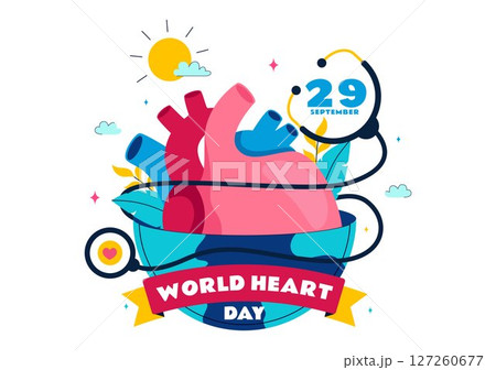 World Heart Day Vector Illustration on 29 September to Raise Awareness About the Importance of Healthcare and Disease Prevention in a Background World Heart Day Vector Illustration on 29 September to Raise Awareness About the Importance of Healthcare and Disease Prevention in a Background 127260677
