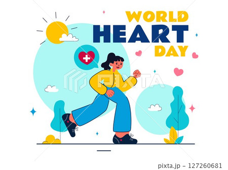 World Heart Day Vector Illustration on 29 September to Raise Awareness About the Importance of Healthcare and Disease Prevention in a Background 127260681