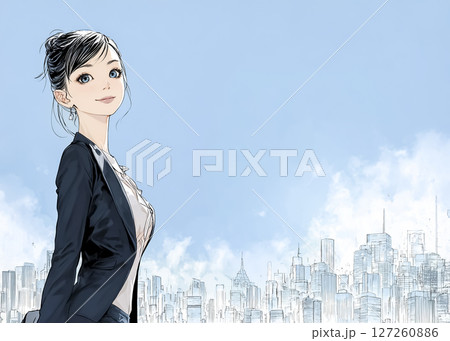 笑顔のビジネスウーマンのイラスト素材 127260886