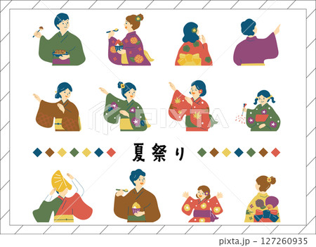 夏祭りを楽しむ人達 夏祭りを楽しむ人達 127260935