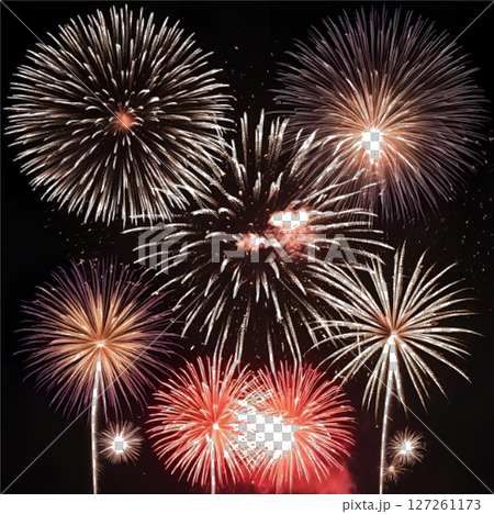 夜空の花火｜透過PNG 127261173