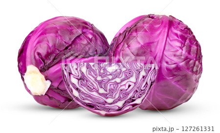 Purple Cabbage vegetable isolated on white background 127261331