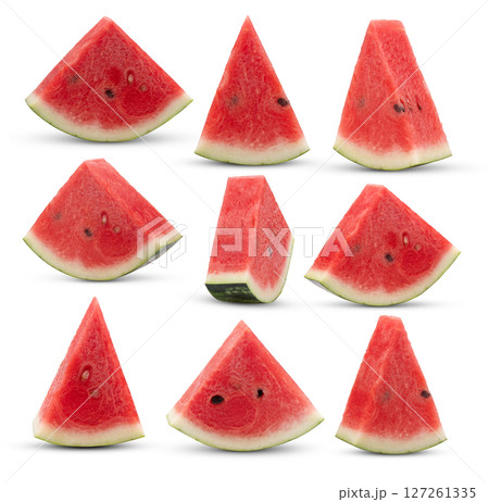 slice watermelon isolated on white background 127261335
