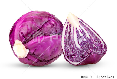 Purple Cabbage vegetable isolated on white background Purple Cabbage vegetable isolated on white background 127261374