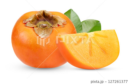 persimmon slice isolated on white background persimmon slice isolated on white background 127261377