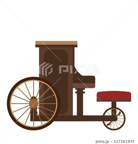 横から見たピアノが付いた自転車のイラスト 127261935