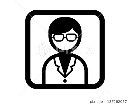 白衣を着た人のシンプルな四角いモノクロイラストアイコン 白衣を着た人のシンプルな四角いモノクロイラストアイコン 127262087