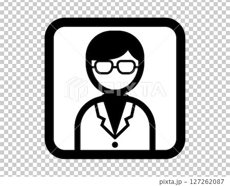 白衣を着た人のシンプルな四角いモノクロイラストアイコン 白衣を着た人のシンプルな四角いモノクロイラストアイコン 127262087