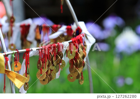 神社の境内に結ばれたおみくじ 神社の境内に結ばれたおみくじ 127262280