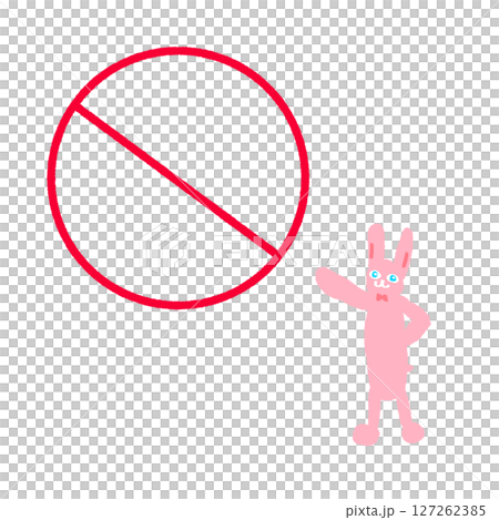 Prohibition sign and rabbit illustration material Prohibition sign and rabbit illustration material 127262385