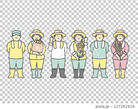 Simple illustration set of elderly farmers Simple illustration set of elderly farmers 127262819