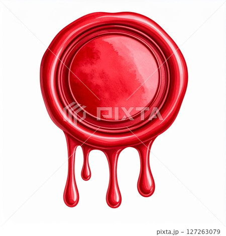 Red Wax Seal Dripping on White Background 127263079