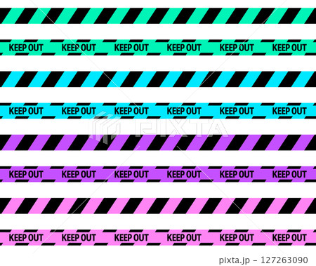 蛍光カラーのトラテープ 青紫系の4色バナーセット 127263090