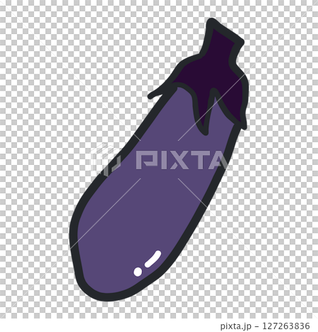 なすの輪郭あり手描きカラーイラスト 127263836