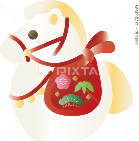 年賀2026　年賀状素材　2026　土鈴　干支　馬　午年　午　和風　モダン　かわいい　動物　イラスト 127263995