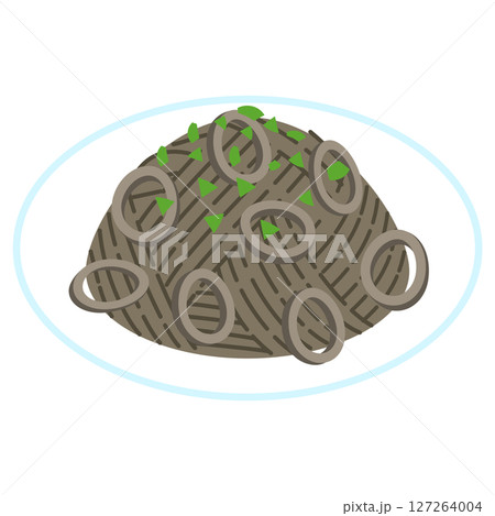 イカスミスパゲッティのイラスト 127264004