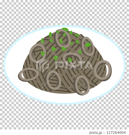 イカスミスパゲッティのイラスト 127264004