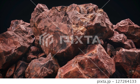 Red stone igneous rock type with metal mineral composition of rocks 127264133