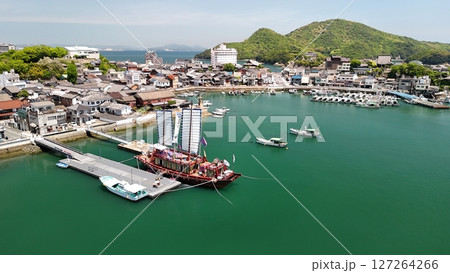 広島県福山市_鞆の浦【朝鮮通信使復元船寄港】ドローン空撮_FTKB_No24 127264266