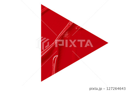 Red crumpled paper arrow isolated on transparent background 127264643