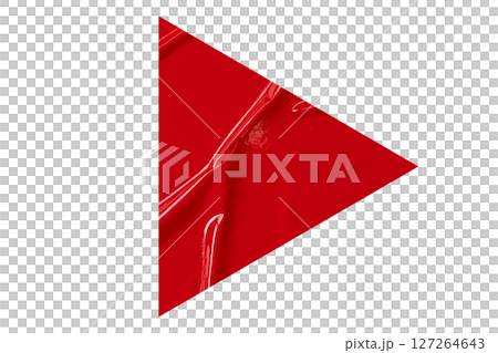 Red crumpled paper arrow isolated on transparent background 127264643
