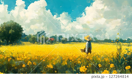 Golden Meadow Vista, A Harmonious Blend of Nature and Peaceful Solitude Golden Meadow Vista, A Harmonious Blend of Nature and Peaceful Solitude 127264814