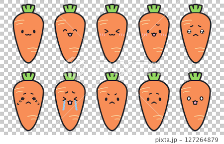 富有表現力的胡蘿蔔人物,插圖集 富有表現力的胡蘿蔔人物,插圖集 127264879