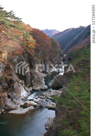 奥鬼怒　むささび橋より紅葉の龍王峡 127264895