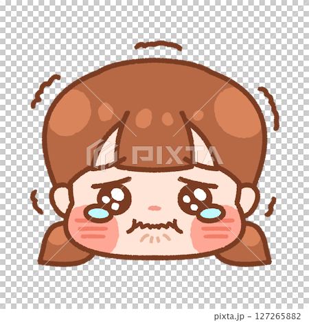 委屈落淚的女孩插圖-可愛的臉部表情 127265882