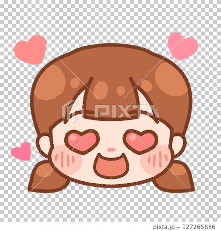 眼冒愛心的女孩插圖-可愛的臉部表情 127265886