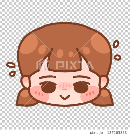 Introverted shy girl illustration - cute facial expression Introverted shy girl illustration - cute facial expression 127265888