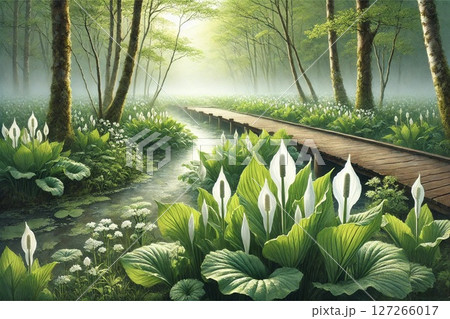 湿原・ミズバショウ 127266017