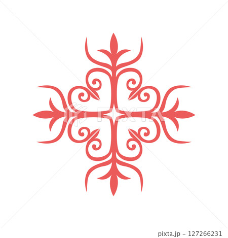 Traditional Symmetrical Turkic Ornament Vector. Ethnic Kazakh Kyrgyz Decorative Motif for Folk and Cultural Design Projects. Traditional Symmetrical Turkic Ornament Vector. Ethnic Kazakh Kyrgyz Decorative Motif for Folk and Cultural Design Projects. 127266231