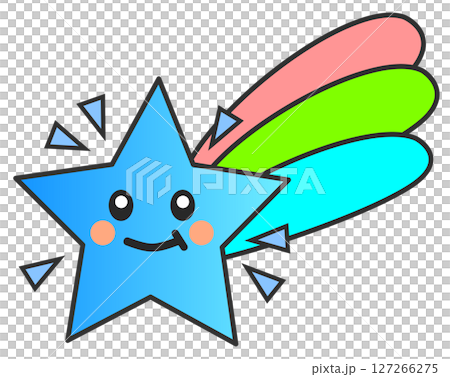 夜空を綺麗で可愛い流れ星が光り輝くイラスト 127266275