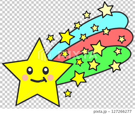 夜空を綺麗で可愛い流れ星が光り輝くイラスト 127266277