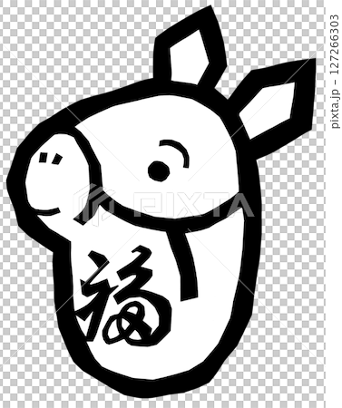 Paper cutting, cocoon work, horse, monochrome 127266303