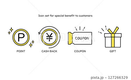 様々な特典をイメージしたアイコンセット 様々な特典をイメージしたアイコンセット 127266329