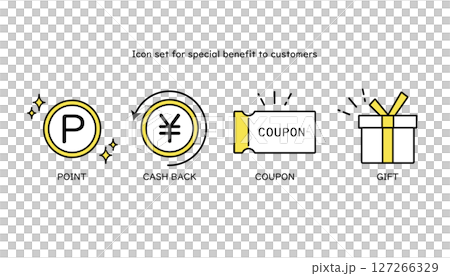 様々な特典をイメージしたアイコンセット 様々な特典をイメージしたアイコンセット 127266329