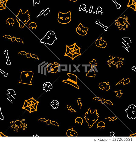 ハロウィンモチーフのパターン素材 ハロウィンモチーフのパターン素材 127266551