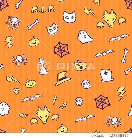 ハロウィンモチーフのパターン素材 ハロウィンモチーフのパターン素材 127266553