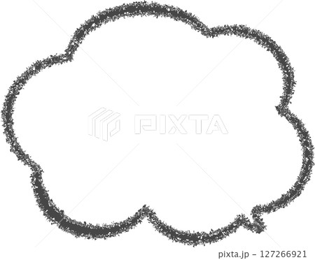 クレヨン風で描かれた手描きの吹き出し線画フレーム。ふきだしの先端は右下。使いやすくてかわいい吹き出し クレヨン風で描かれた手描きの吹き出し線画フレーム。ふきだしの先端は右下。使いやすくてかわいい吹き出し 127266921