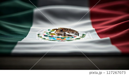 Close up Image of the green, white, and red Mexican flag .A national symbol and expression of patriotic pride. 127267073
