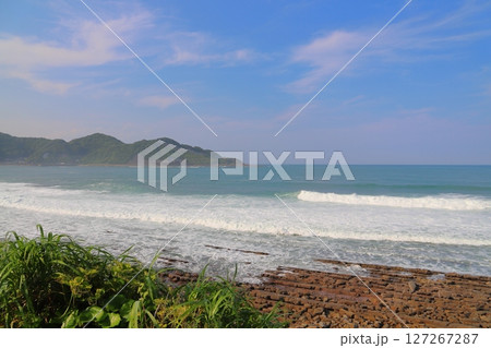 日南海岸 海 波 鬼の洗濯板 青空 日南海岸 海 波 鬼の洗濯板 青空 127267287