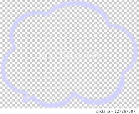 A purple cloud-shaped speech bubble drawn with crayon. It has a hand-drawn look and is easy to use. The tip of the speech bubble is at the bottom left. 127267397
