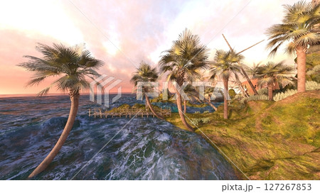 島の突端にある見張り小屋 127267853