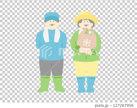 米袋を持つ高齢農家のイラスト 127267956