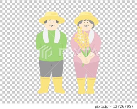 稲を持つ高齢農家のイラスト 127267957
