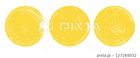 Hand drawn brush sun. Rough yellow circle...のイラスト素材 [127268032] - PIXTA